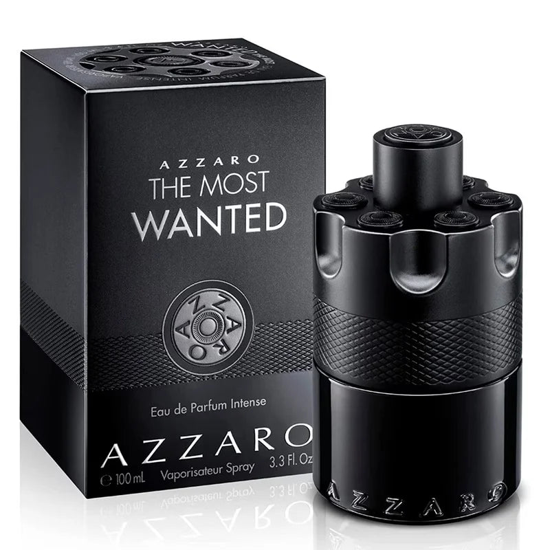 AZZARO WANTED Parfums pour hommes, flacons élégants, métalliques et colorés (argent/or/noir/bleu), éditions premium, parfum léger