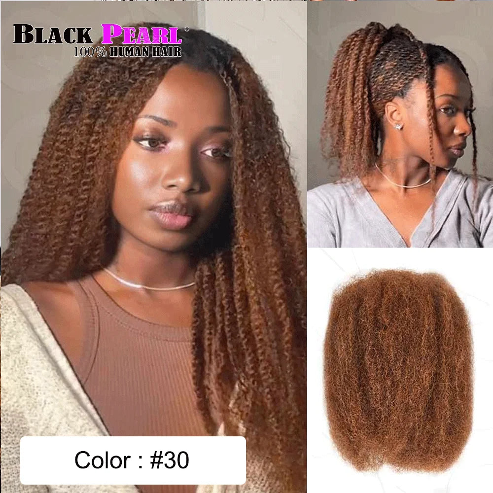Cheveux Black Pearl Top QVR péruviens crépus bouclés mini twist 50 g/pièce, cheveux humains crépus afro en vrac pour tresses, 100 % cheveux Remy.