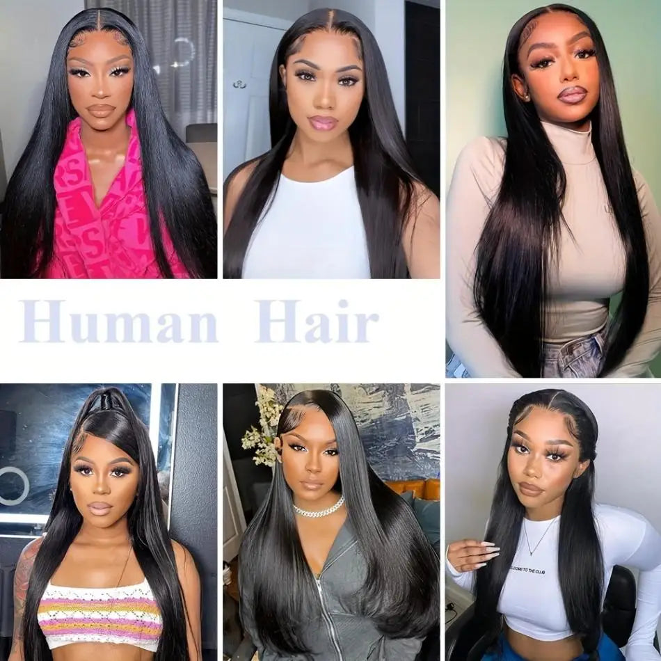 Perruques en cheveux humains raides comme des baguettes, perruque frontale en dentelle HD 13x6, 30 à 40 pouces, pré-épilées, brésiliennes, perruques noires frontales en dentelle 13x4 pour femmes