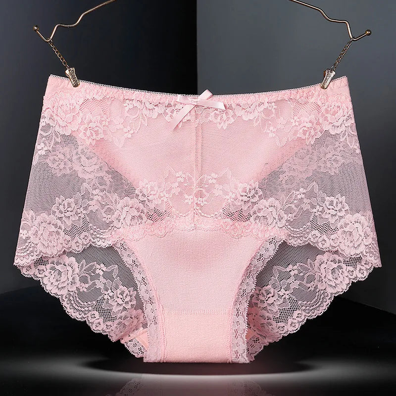 Lot de 7 culottes en coton transparent et dentelle, confortables et antibactériennes, grandes tailles, lingerie sexy pour femme