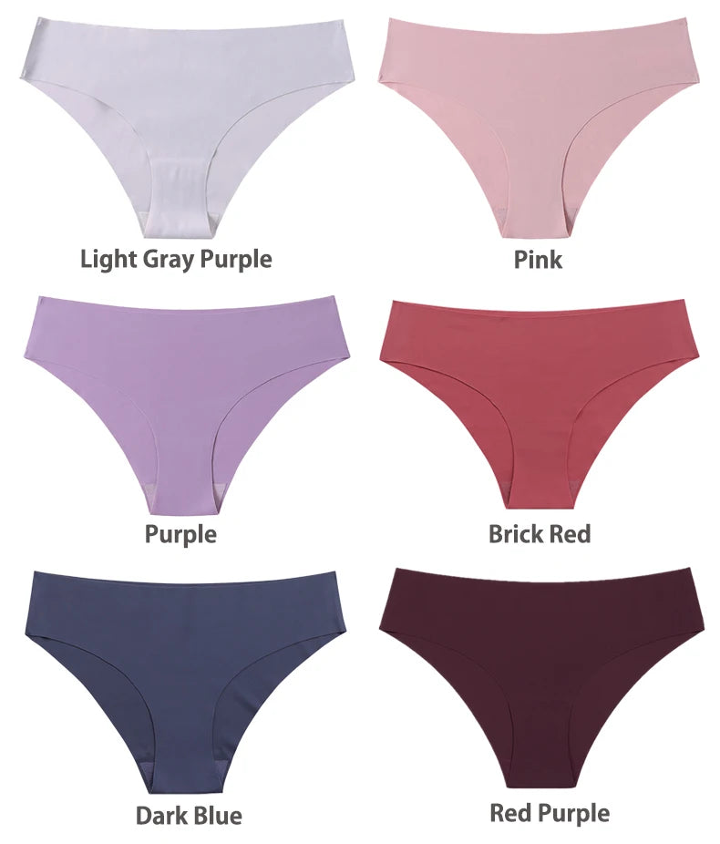 Ensemble de 3 culottes sans coutures pour femme, respirantes, taille basse, sexy, en soie unie, invisibles.
