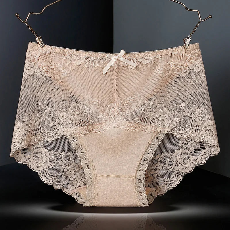 Lot de 7 culottes en coton transparent et dentelle, confortables et antibactériennes, grandes tailles, lingerie sexy pour femme