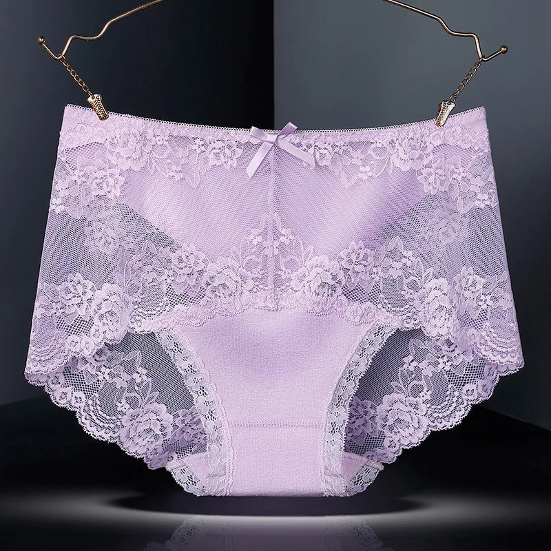 Lot de 7 culottes en coton transparent et dentelle, confortables et antibactériennes, grandes tailles, lingerie sexy pour femme