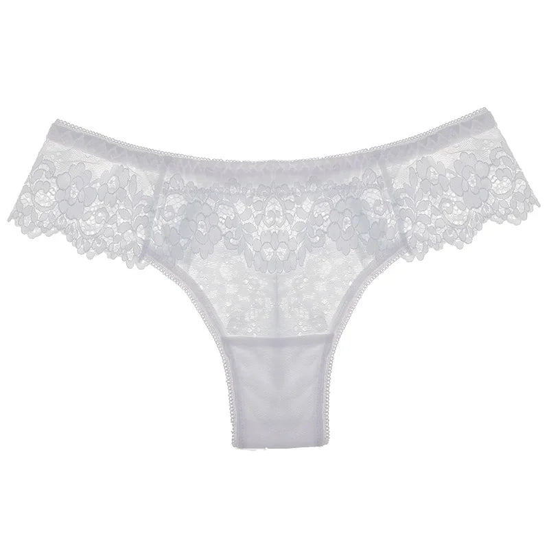 Meet'r Lingerie Femme Sexy en Dentelle Tentation Culotte Taille Basse Broderie String Transparent Ajouré Sous-vêtements Femme G string