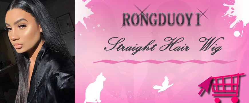 RONGDUOYI Perruque rose dégradée, lisse, avec lace front, cheveux naturels longs et raides, perruque synthétique en fibre chauffante violette pour cosplay