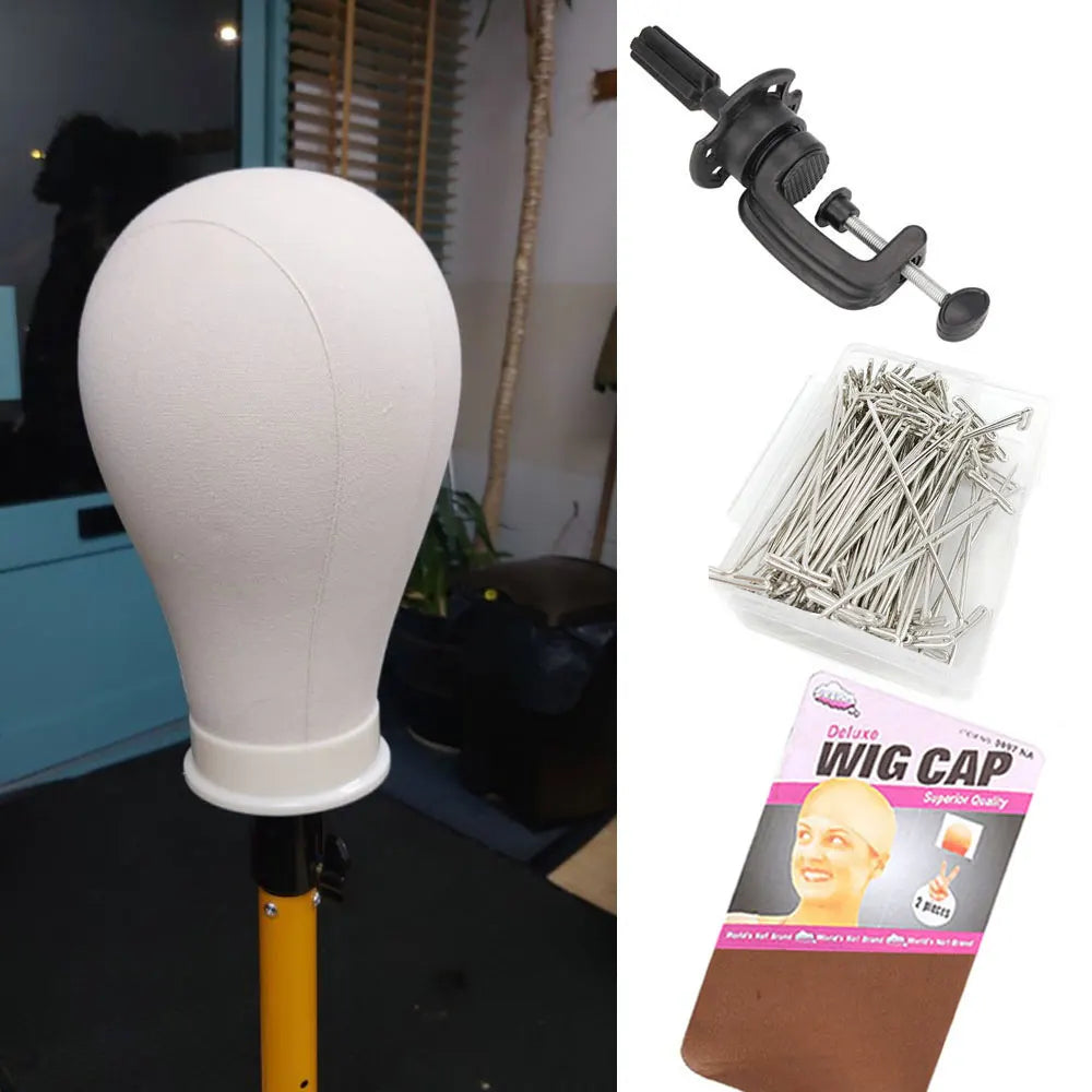 Tête de mannequin en toile pour perruque, support pour perruque de 53 à 61 cm (21 à 24 pouces), idéale pour la présentation et la réalisation de perruques.