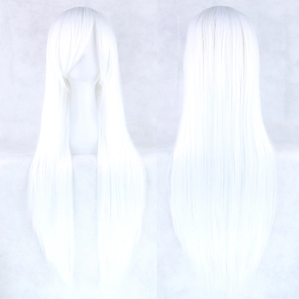 Perruque synthétique Soowee de 80 cm de long, blanche et violette, idéale pour le cosplay, les fêtes et les coiffures noires. Cheveux raides. Postiche pour femme.