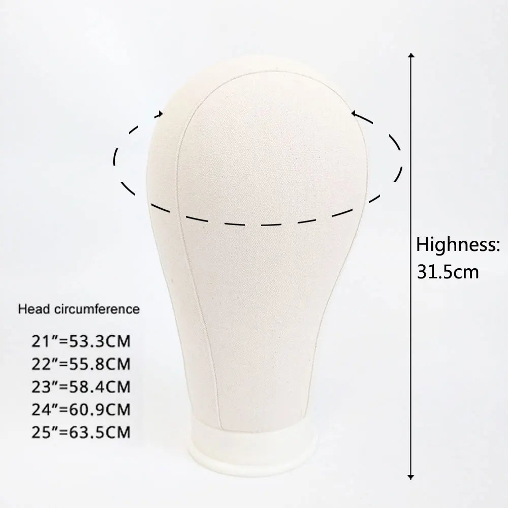 Tête de mannequin en toile pour perruque, support pour perruque de 53 à 61 cm (21 à 24 pouces), idéale pour la présentation et la réalisation de perruques.
