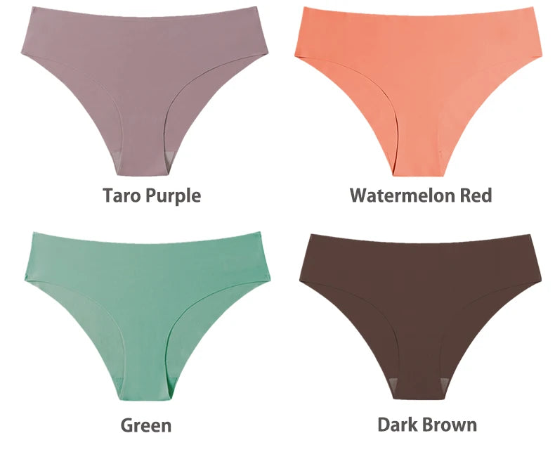 Ensemble de 3 culottes sans coutures pour femme, respirantes, taille basse, sexy, en soie unie, invisibles.