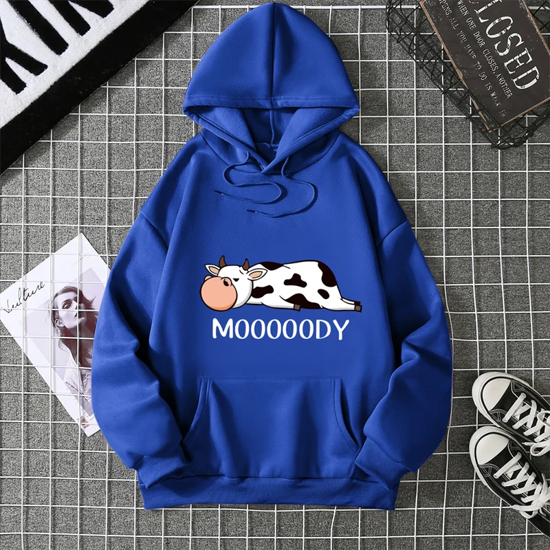 Sweat-shirts à capuche pour femme, imprimé vache tachetée kawaii, respirants, amples et chauds, en polaire, vêtements de sport automne-hiver