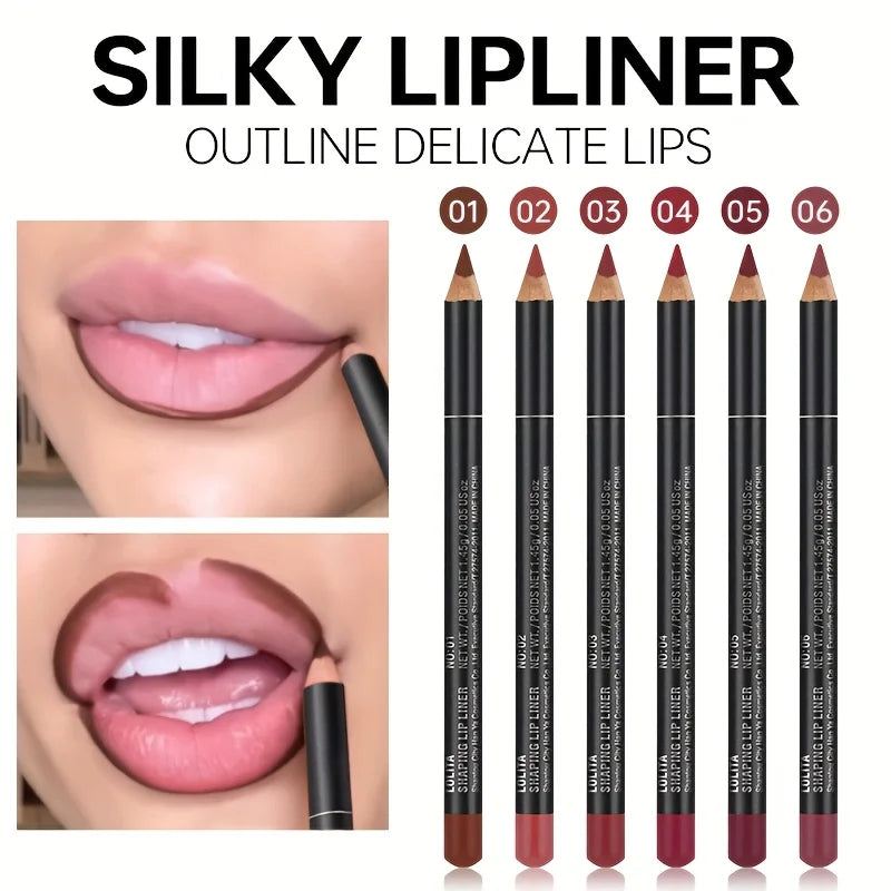 Delineador de labios mate resistente al agua Pudaier de 6 colores: fórmula de larga duración que no se transfiere, acabado mate, 6 tonos versátiles.