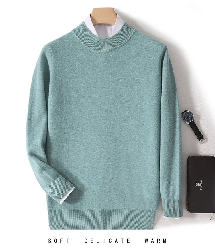 Pull 100 % laine mérinos pour femme, grande taille jusqu'à 5XL, col demi-lune, maille ample, manches longues, finitions cachemire.
