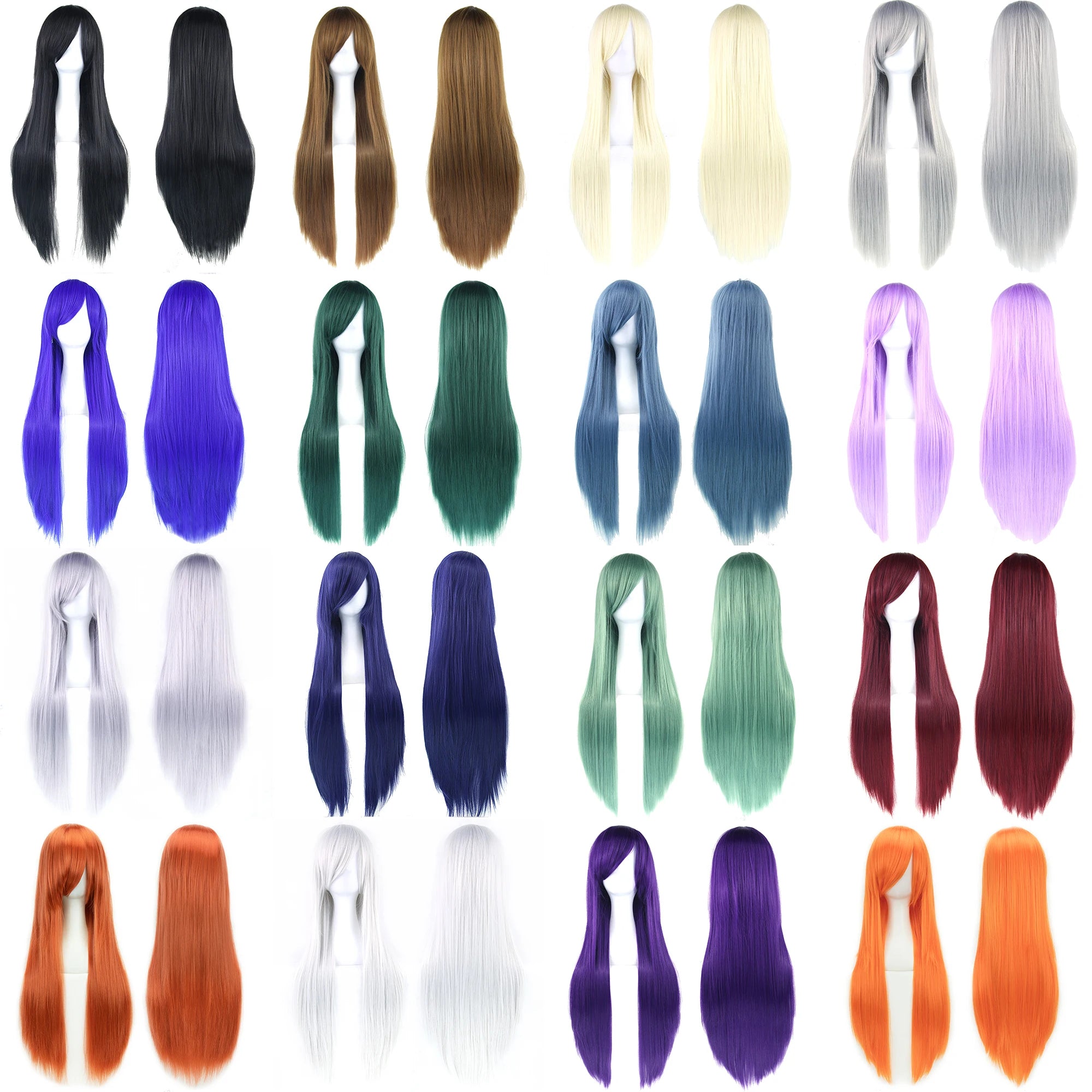 Perruque synthétique Soowee de 80 cm de long, blanche et violette, idéale pour le cosplay, les fêtes et les coiffures noires. Cheveux raides. Postiche pour femme.