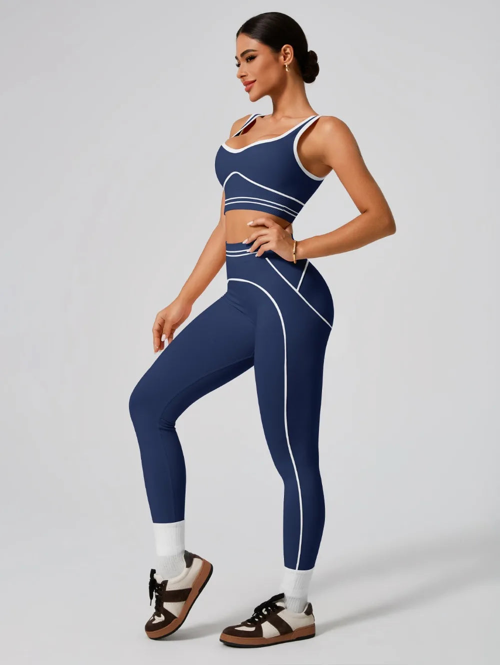 Ensemble de yoga sans coutures pour femme - Soutien-gorge de sport et legging taille haute, tenue de sport idéale pour la salle de sport, le fitness et les exercices d'étirement.
