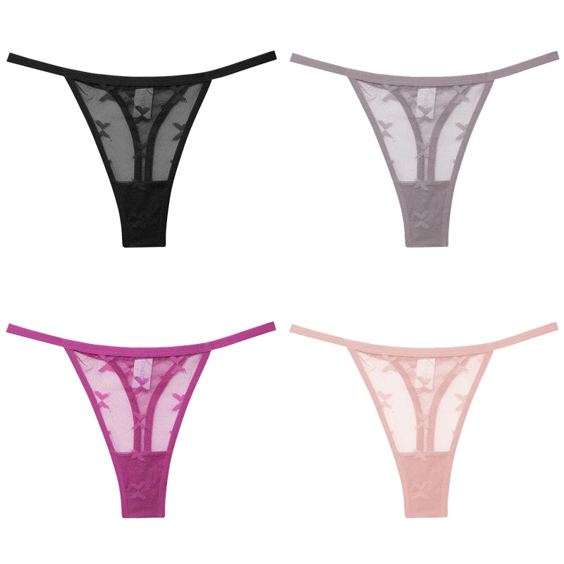 Lot de 4 culottes bikini en dentelle pour femme, strings sexy, tailles S à XL, sous-vêtements confortables dos nageur, lingerie sexy 2022