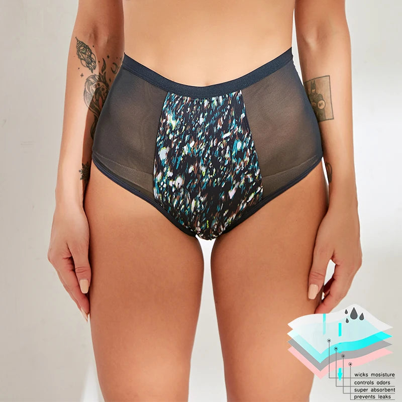 Culottes menstruelles respirantes, 4 couches, anti-fuites, en fibre de bambou, pour flux abondant, absorption rapide.