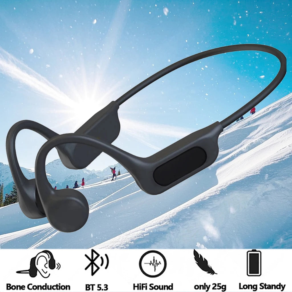 Écouteurs à conduction osseuse LonMao B33, Bluetooth 5.4, sans fil, micro HD clair pour le sport, la course à pied et la conduite.