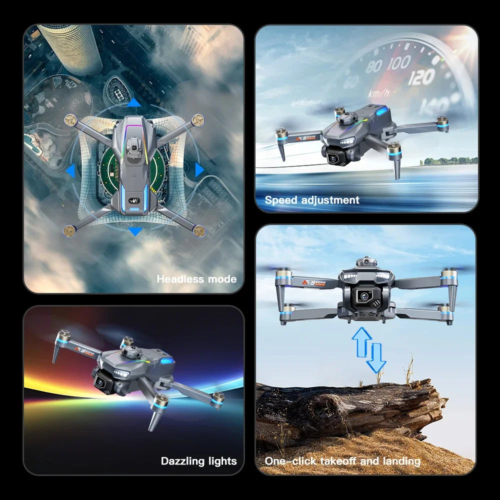Drone AE19 GPS, écran LCD 4,3", double caméra 8K/4K, rotation à 360° avec détection d'obstacles, 3 options de batterie, quadricoptère radiocommandé professionnel, idéal pour les cadeaux et les voyages.