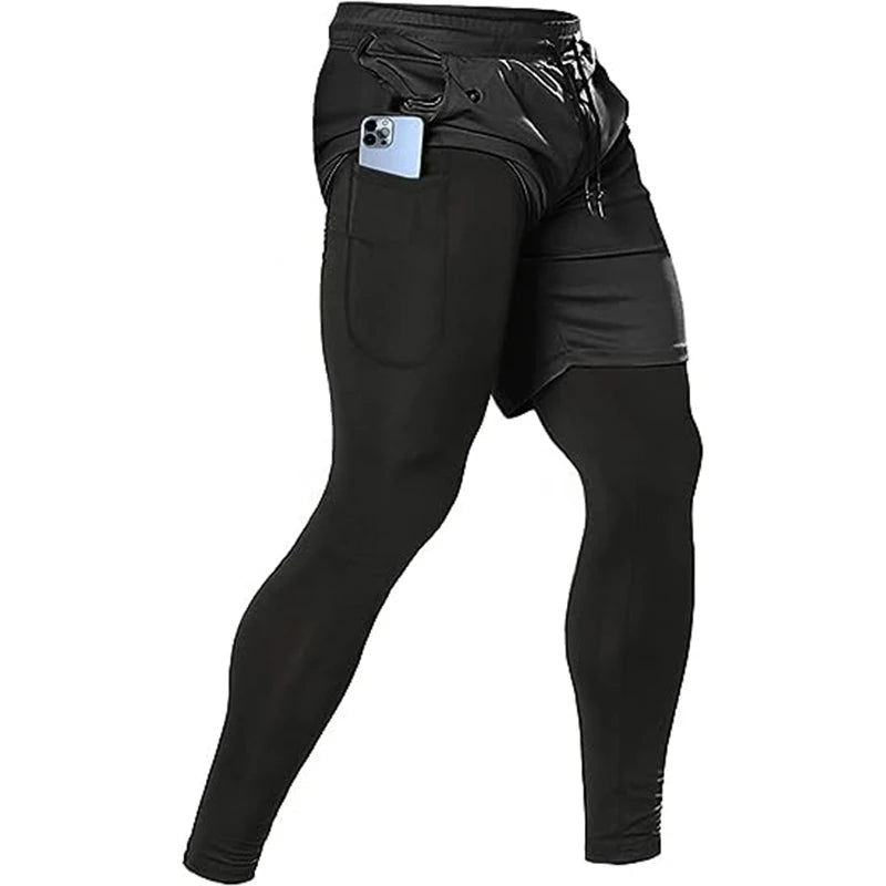 Pantalon de sport 2 en 1 pour homme, survêtement d'entraînement athlétique, pantalon de jogging, pantalon de fitness et de course à pied pour homme