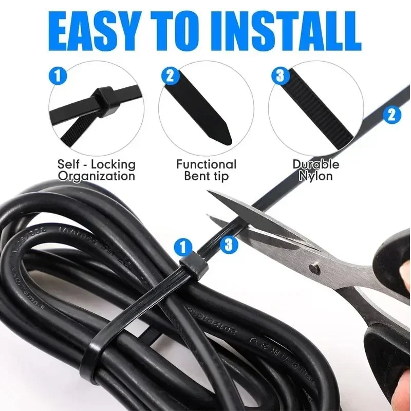 Nylon Cable Ties Self-Locking Zip Ties 100-1000pcs