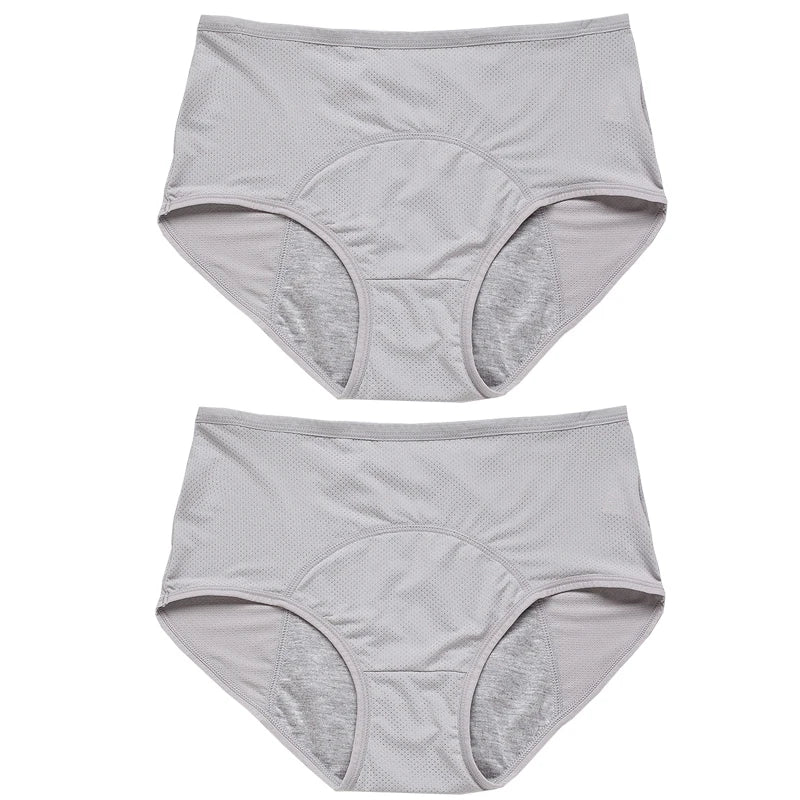 Lot de 2 culottes physiologiques pour femmes, culottes menstruelles anti-fuites, taille mi-haute, en soie glacée.