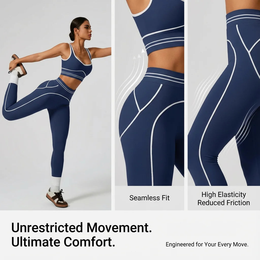Ensemble de yoga sans coutures pour femme - Soutien-gorge de sport et legging taille haute, tenue de sport idéale pour la salle de sport, le fitness et les exercices d'étirement.