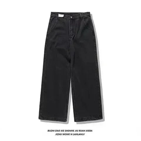 Jean tendance streetwear brodé de têtes de mort pour femme, style Harajuku Y2K, pantalon droit à jambes larges, style Joker, jean décontracté pour couple