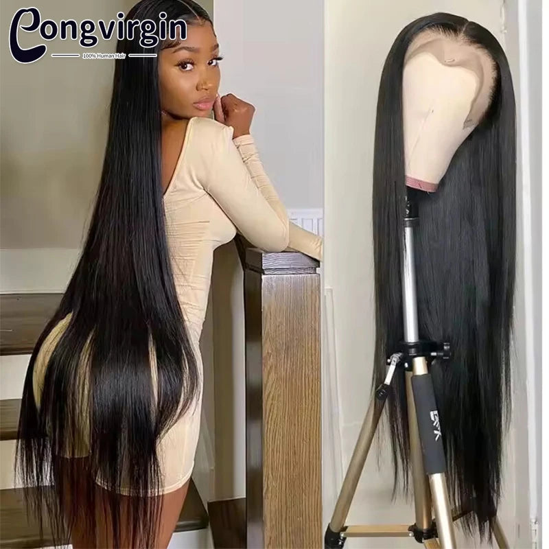 Perruque 5x5 sans colle, cheveux humains, prête à porter, dentelle prédécoupée, perruque lisse à lace front pour femmes