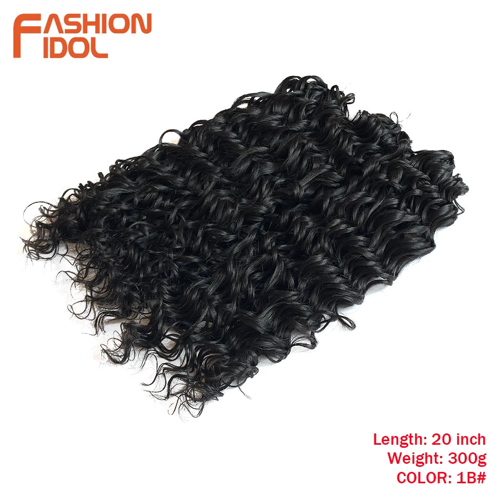 Extensions de cheveux bouclés FASHION IDOL, ondulations profondes, torsades, 50 cm, blond ombré, crochet synthétique.