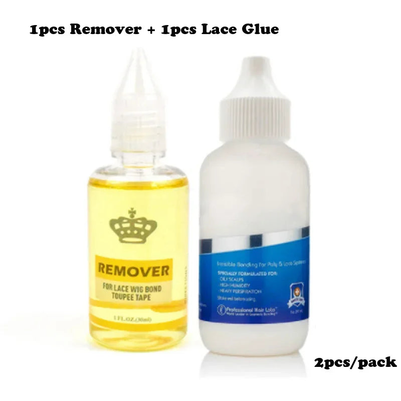 Colle pour perruques Plussign avec dissolvant Super Lace Glue pour perruques en dentelle/toupets/clos, kit d'installation de perruques