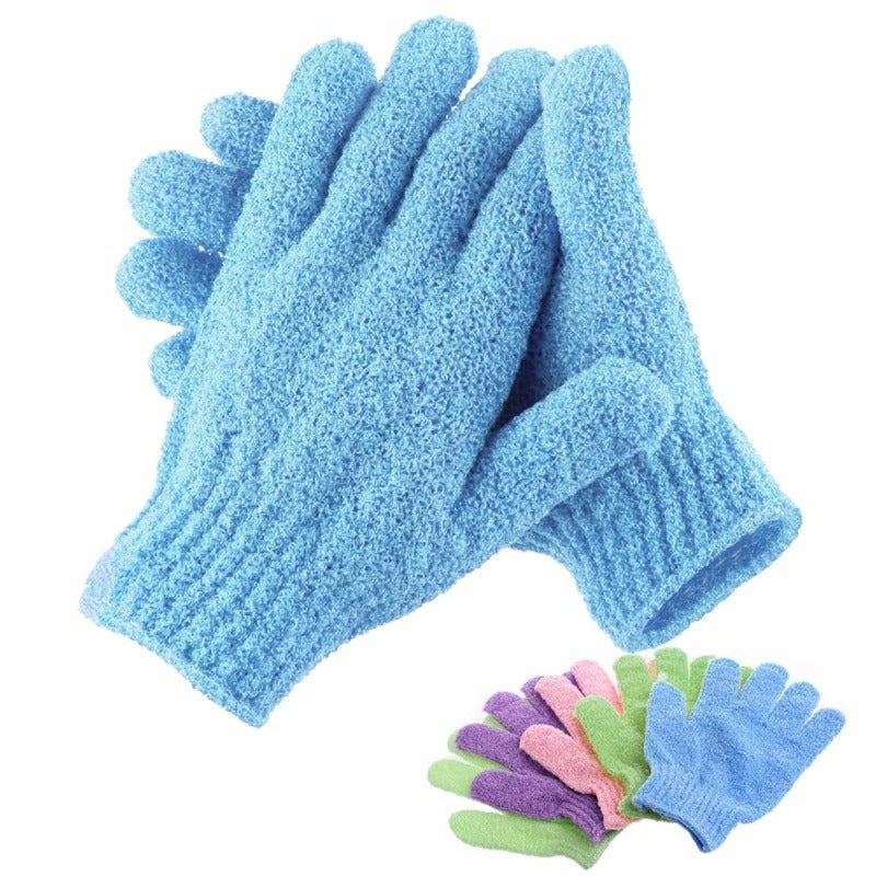 Lot de 2 gants exfoliants pour le bain, avec éponge de massage résistante pour le corps, pour laver et hydrater la peau.