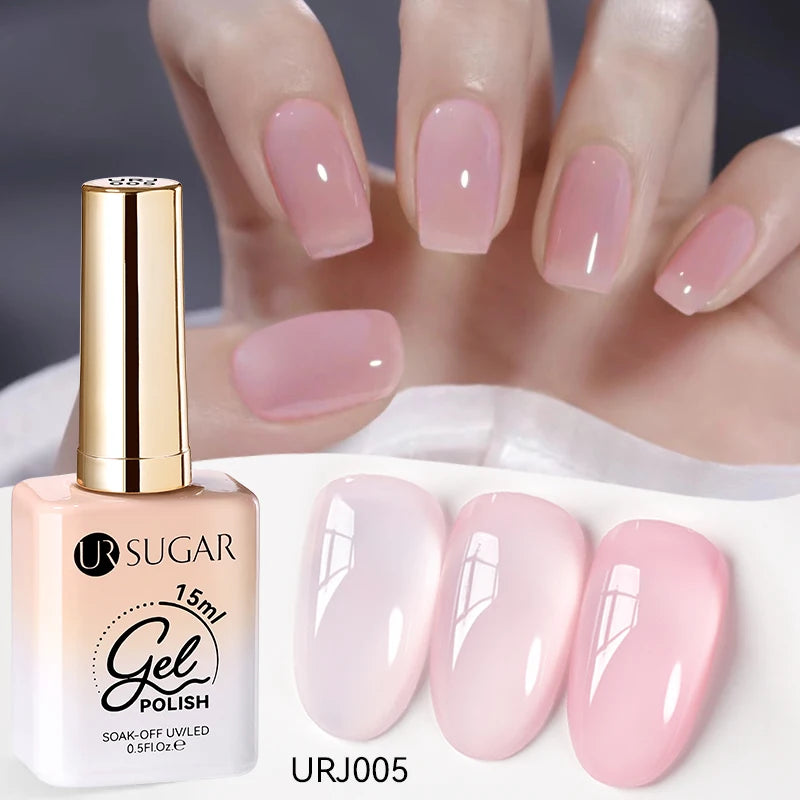 Vernis gel semi-permanent UR SUGAR 15 ml, couleur blanc laiteux translucide, effet gelée, UV, semi-permanent, pour nail art, à dissoudre. Dernière tendance.