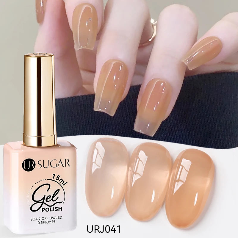 Vernis gel semi-permanent UR SUGAR 15 ml, couleur blanc laiteux translucide, effet gelée, UV, semi-permanent, pour nail art, à dissoudre. Dernière tendance.