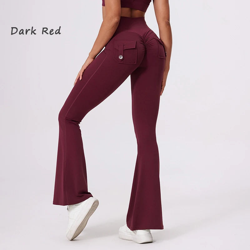Pantalon de yoga taille haute à poches pour femme DIAS FIT JOY, effet push-up, séchage rapide, idéal pour la course, le sport et la salle de gym.