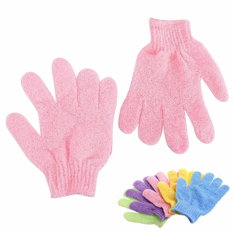 Lot de 2 gants exfoliants pour le bain, avec éponge de massage résistante pour le corps, pour laver et hydrater la peau.