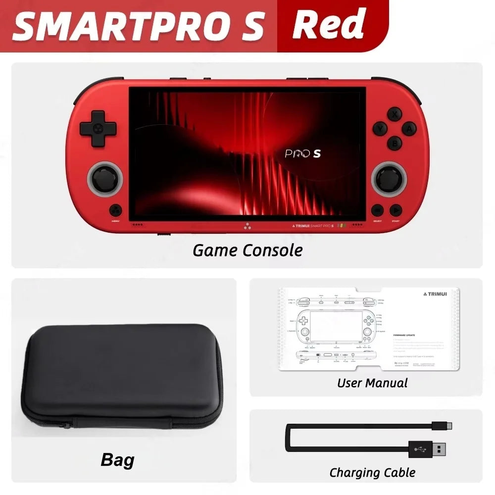 Console de jeu portable Trimui Smart Pro S, écran IPS 4,96 pouces, système Linux, joystick, éclairage RGB, jeu vidéo rétro, cadeau Smartpros