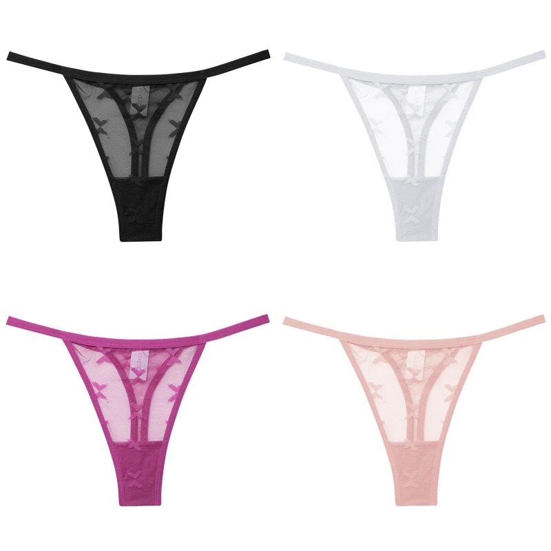 Lot de 4 culottes bikini en dentelle pour femme, strings sexy, tailles S à XL, sous-vêtements confortables dos nageur, lingerie sexy 2022