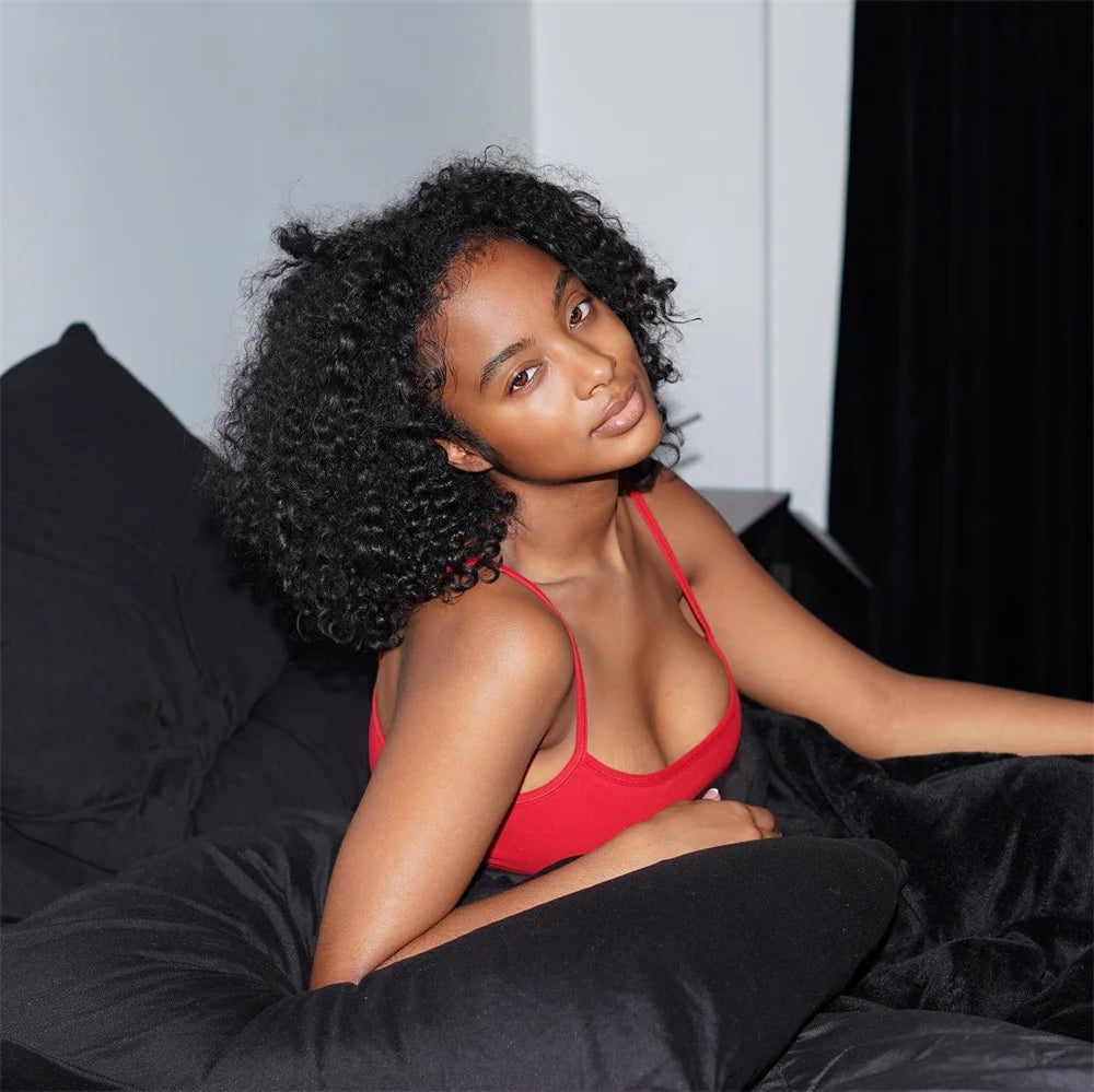 Perruques bouclées au carré, cheveux humains brésiliens, 13x4 Deep Water Wave, perruques frontales en dentelle 5x1 et 13x1 avec raie en T, pour femmes, pré-épilées à 200 %.