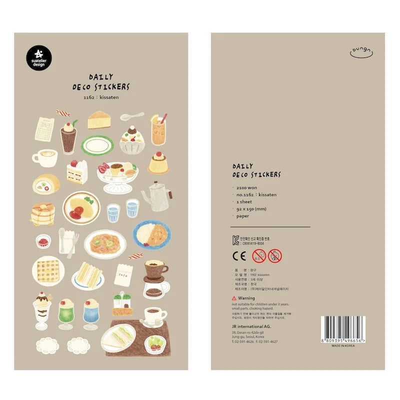 Suatelier Foods Stickers Aesthetic Scrapbooking Cute Junk Journal Ephemera Korean Deco Sticker Planner Diary DIY Craft Supplies