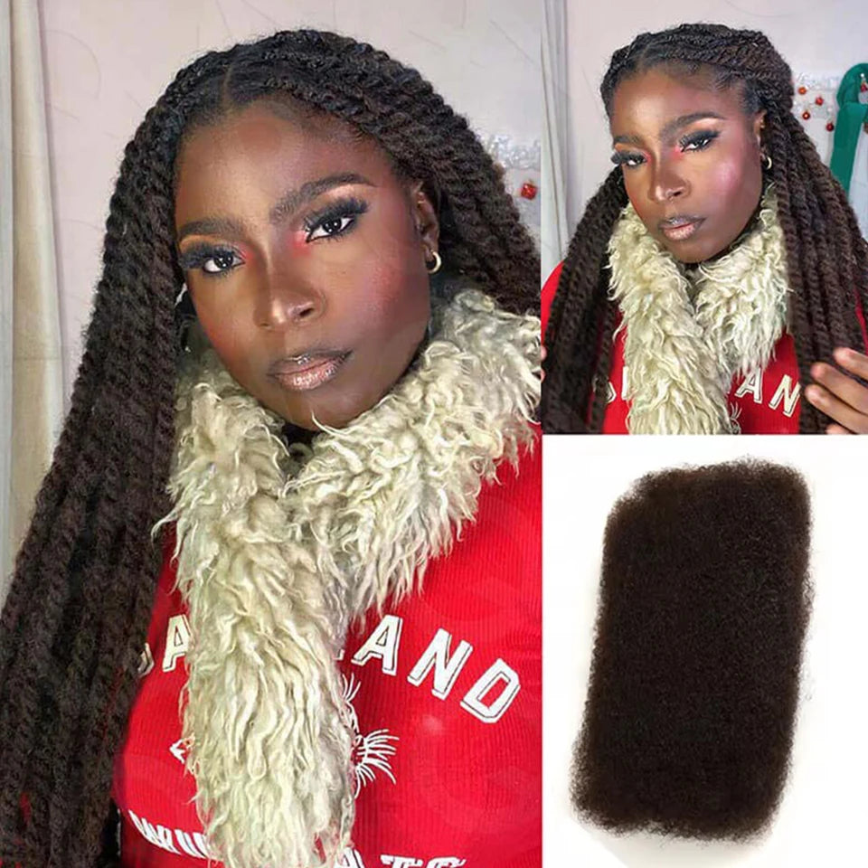 Cheveux Black Pearl Top QVR péruviens crépus bouclés mini twist 50 g/pièce, cheveux humains crépus afro en vrac pour tresses, 100 % cheveux Remy.