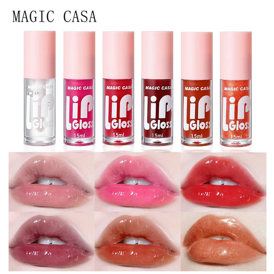 MAGIC CASA Lot de 6 flacons de gel hydratant pour les lèvres, longue tenue, pour des lèvres lisses et brillantes.
