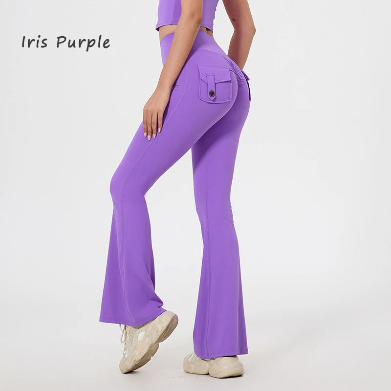 Pantalon de yoga taille haute à poches pour femme DIAS FIT JOY, effet push-up, séchage rapide, idéal pour la course, le sport et la salle de gym.