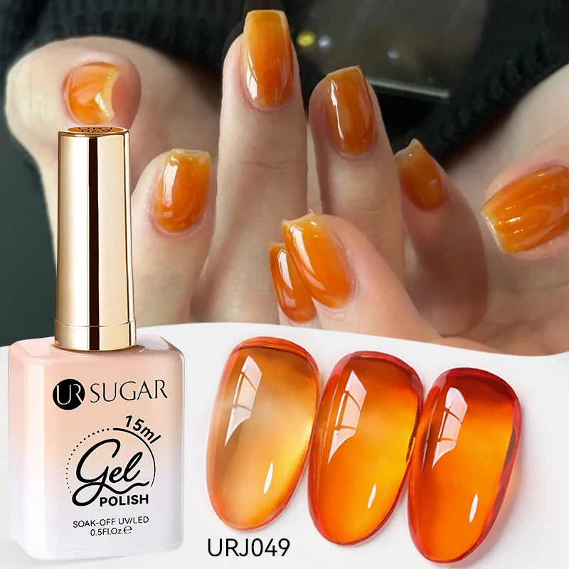 Vernis gel semi-permanent UR SUGAR 15 ml, couleur blanc laiteux translucide, effet gelée, UV, semi-permanent, pour nail art, à dissoudre. Dernière tendance.