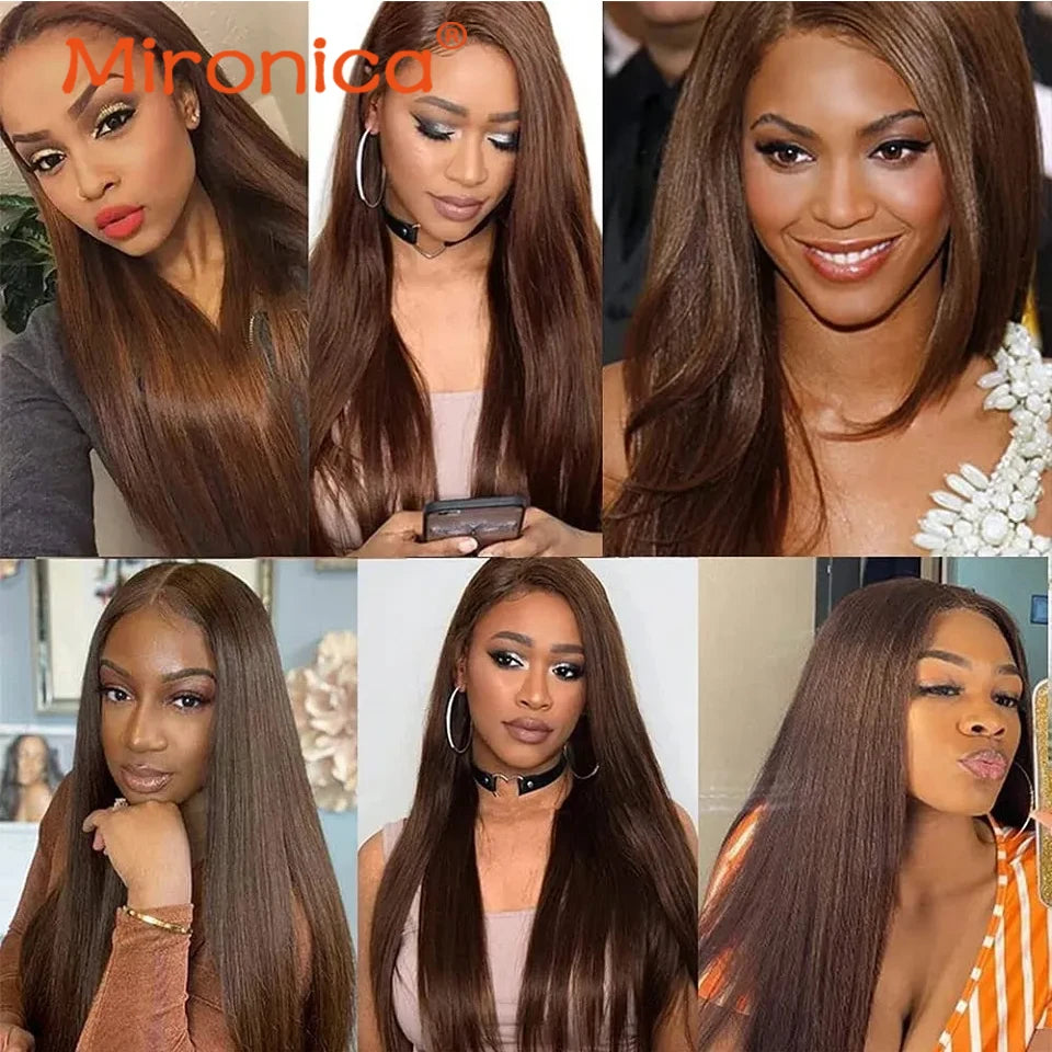 Extensions de cheveux humains Remy, brun chocolat lisse, longueur 1/3/4, 100 g/pièce
