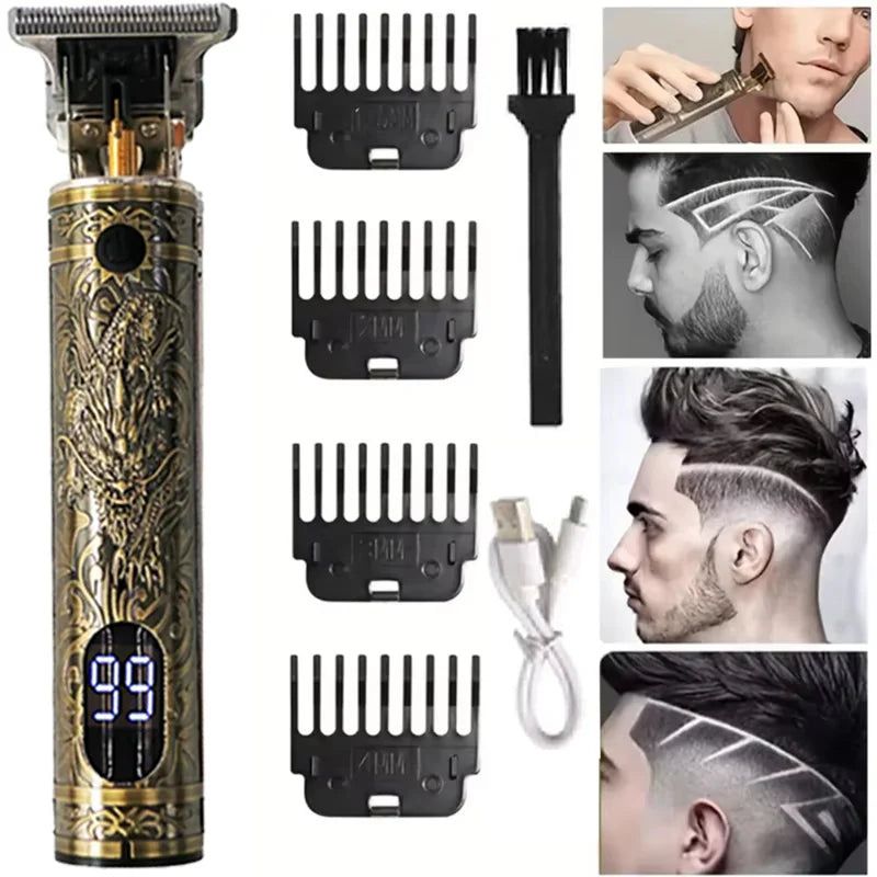 Nouveau ! Tondeuse à cheveux électrique T9 et accessoires | Rasoir professionnel USB | Machine de coupe à blanc (0 mm) portable pour hommes et coupe à domicile