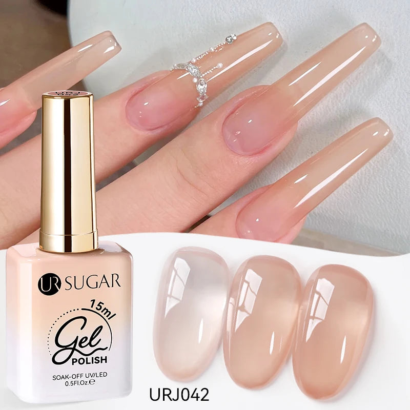 Vernis gel semi-permanent UR SUGAR 15 ml, couleur blanc laiteux translucide, effet gelée, UV, semi-permanent, pour nail art, à dissoudre. Dernière tendance.