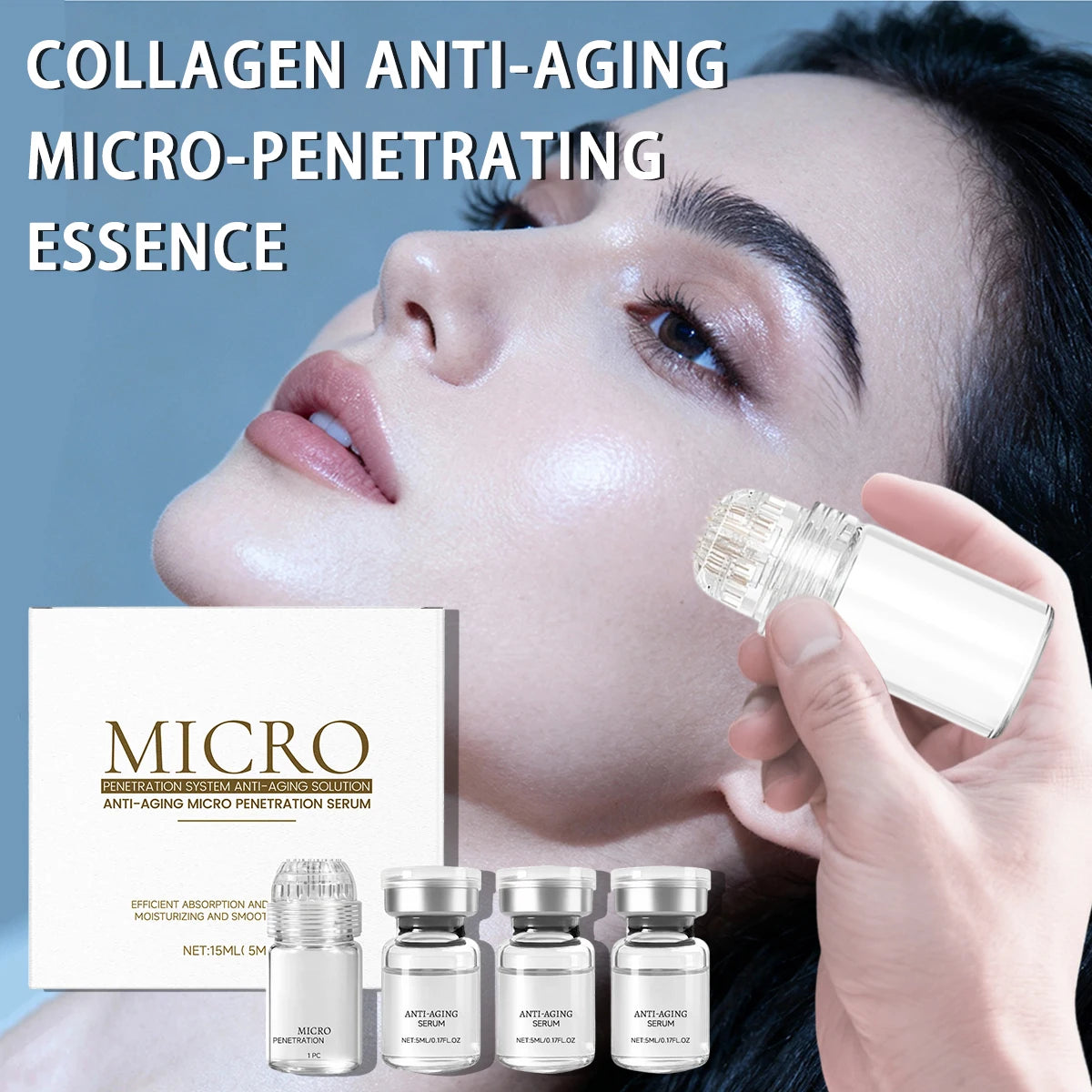 Coffret Essence Anti-Rides au Collagène Hydratante Raffermissante Nettoyante des Pores Anti-âge