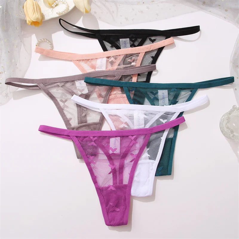 Lot de 4 culottes bikini en dentelle pour femme, strings sexy, tailles S à XL, sous-vêtements confortables dos nageur, lingerie sexy 2022
