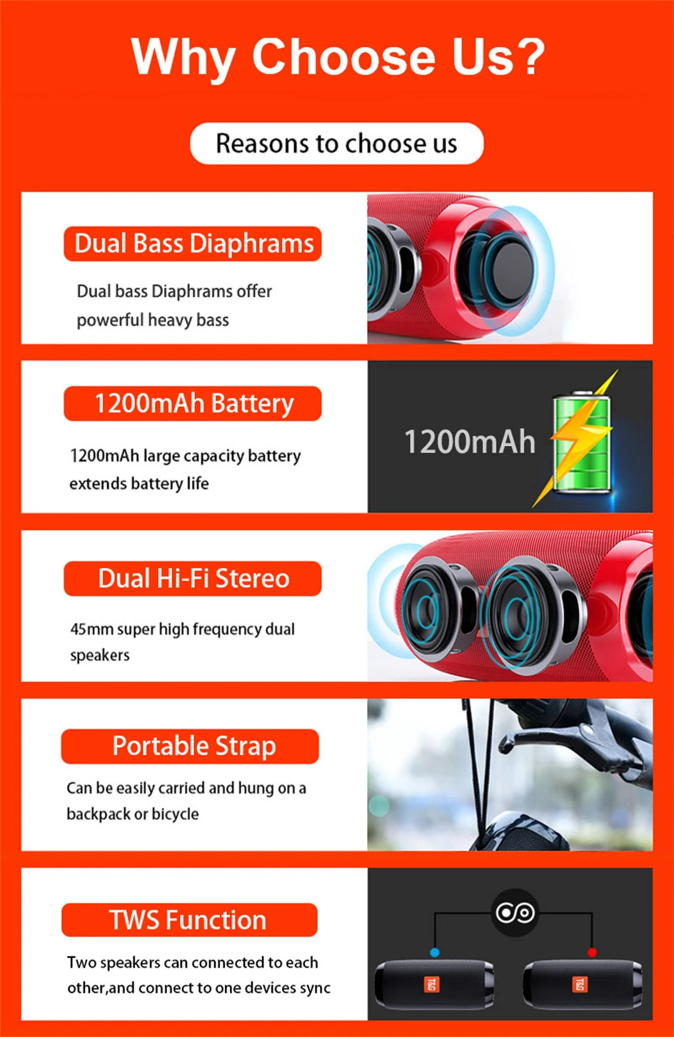 Enceinte Bluetooth portable sans fil Caixa De Som Blutooth Music Sound Box pour radio FM subwoofer audio Bluetooth mains libres Baffe
