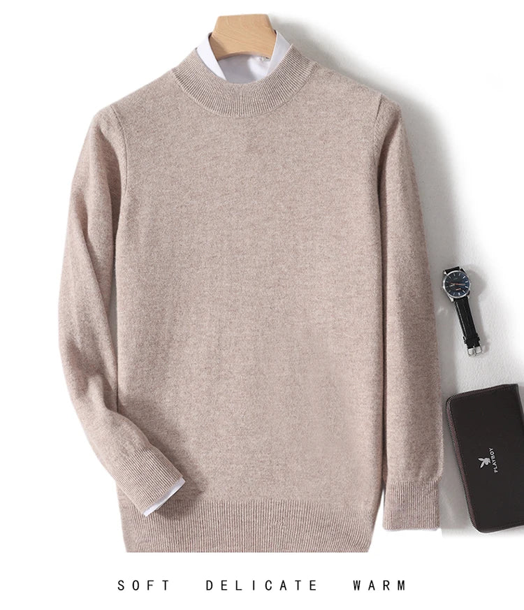 Pull 100 % laine mérinos pour femme, grande taille jusqu'à 5XL, col demi-lune, maille ample, manches longues, finitions cachemire.